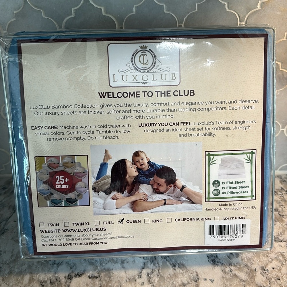 LuxClub 6 PC Sheet Set Bamboo Sheets Deep Pockets 18" Eco Friendly - Queen Size